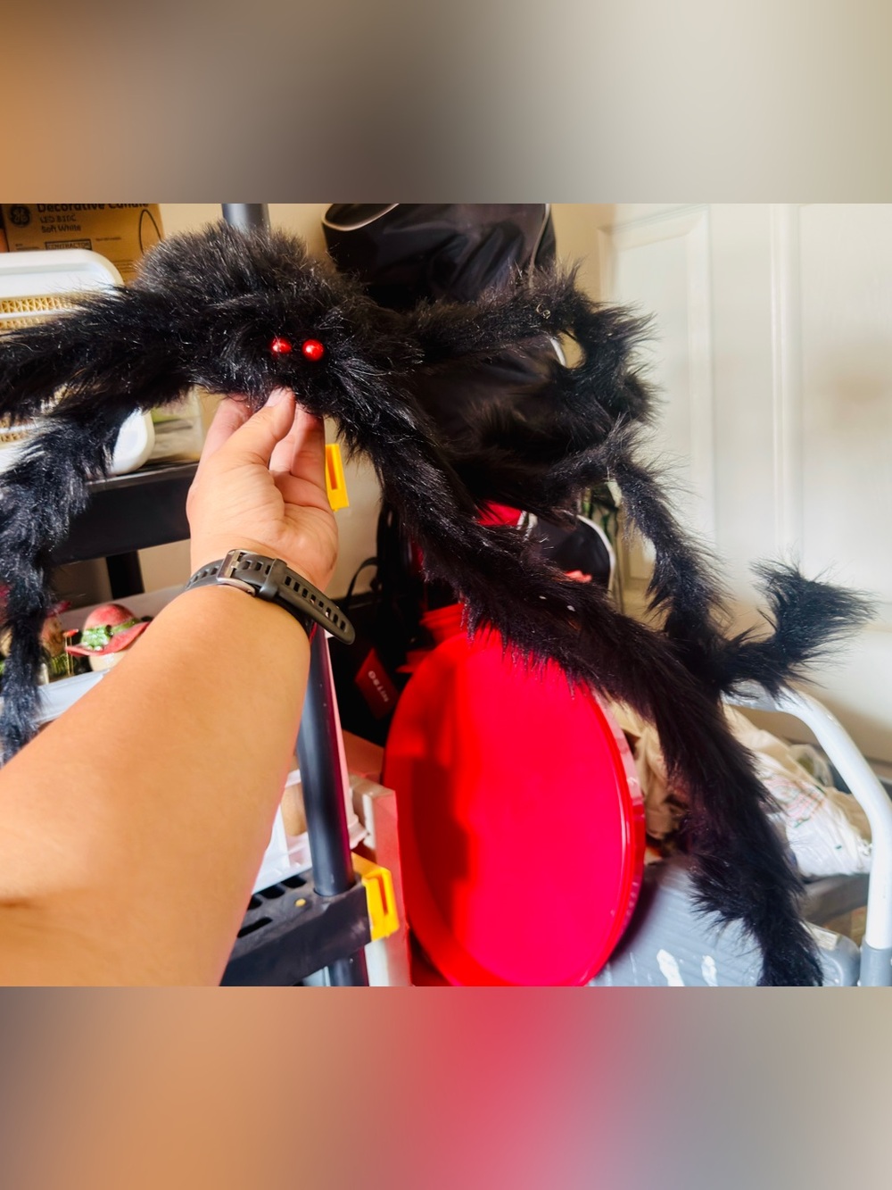Black Fuzzy Spider Kids Costume Accessory - Plush Halloween Prop